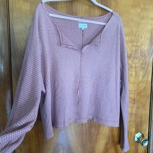 Blu Pepper Dusty Rose Waffle Knit Top